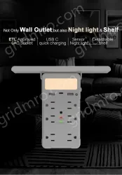 6 AC Outlets Surge Protector Wall Outlet Shlef