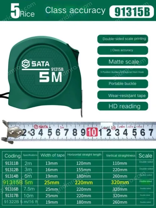 Class 1 accuracy - 5 m - ruler width 25mm - 91315B