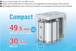 Compact Cylinder with Linear Guide MXZ Series ø12, ø16, ø20, ø25