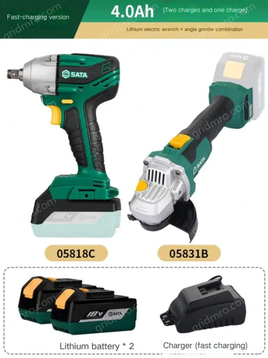 Electric wrenches The fast-charging version of 4.0Ah two-electric and one-charging wrench + angle grinder combination